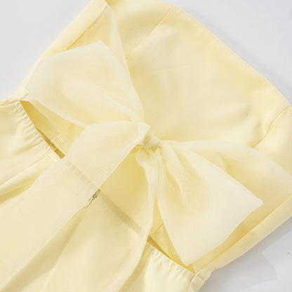 Womens Tube Top Dress with Lace Up Back Ruffle Details | noémi