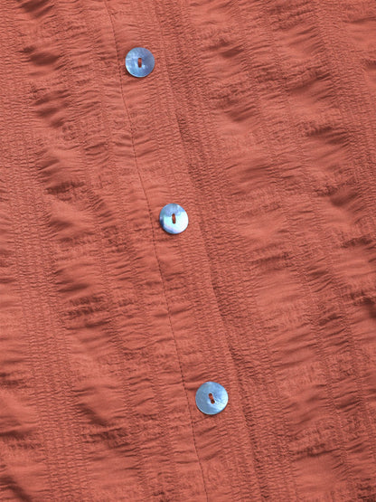 Solid Color Pleated Suspender Dress with Textured Fabric | noémi