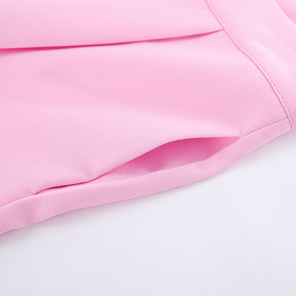 Pink Sleeveless Blazer & Wide Leg Trousers Set | Summer Two Piece Suit | noémi