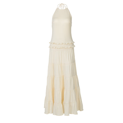 Backless Halter Pleated Maxi Dress | Sleeveless Summer Boho Style | noémi