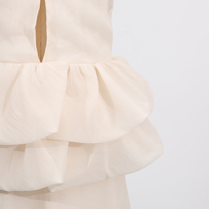 Maxi Dress |  Turtleneck Sleeveless Ruffled Waist | noémi