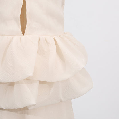 Maxi Dress |  Turtleneck Sleeveless Ruffled Waist | noémi