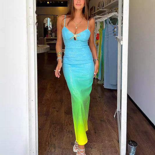 Womens Gradient Bodycon Midi Dress | Spaghetti Straps | noémi