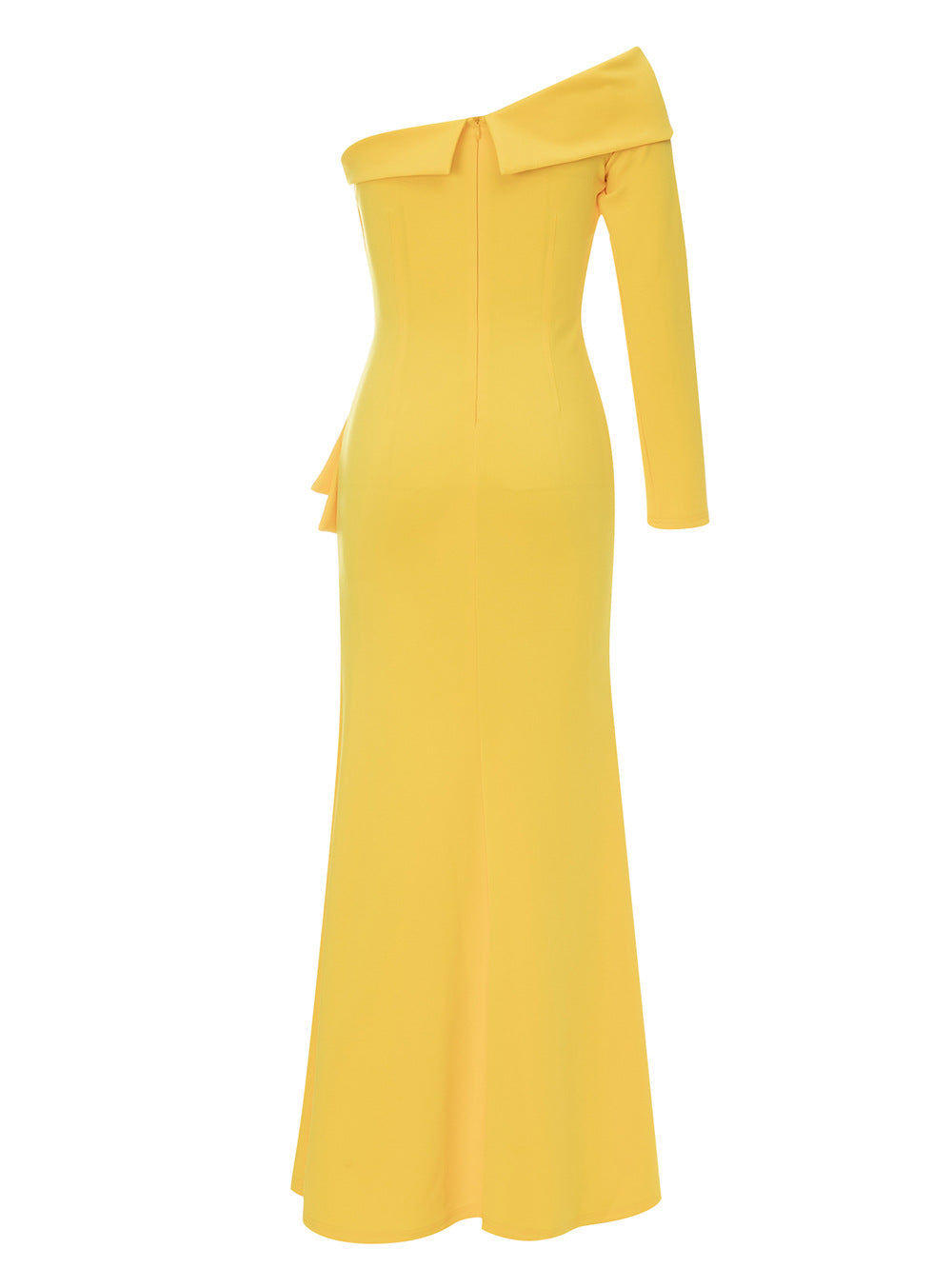 One Shoulder Diagonal Collar Split Hem Bodycon Dress | noémi