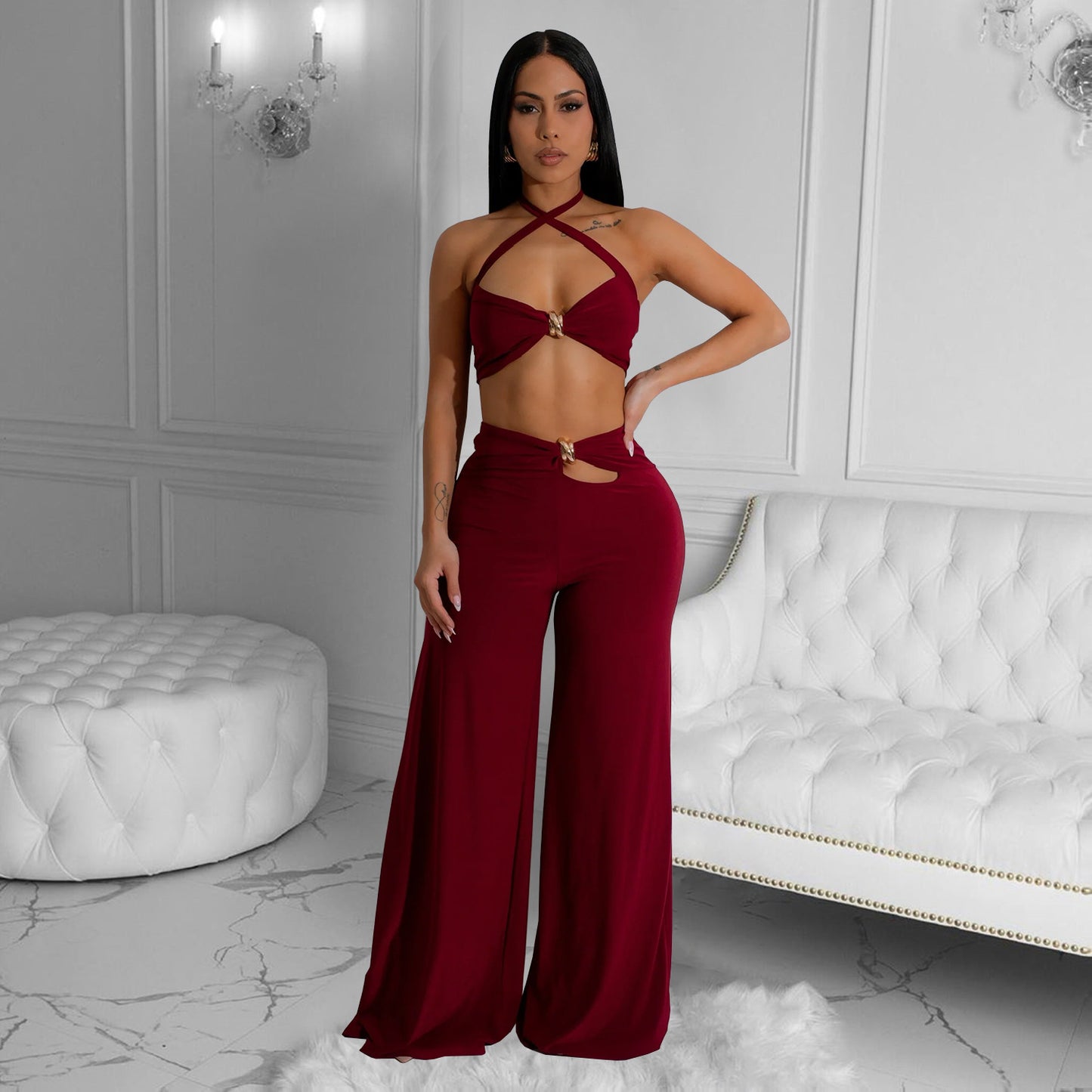Womens Tube Top Pants Set | Two Piece Matching Outfit | noémi