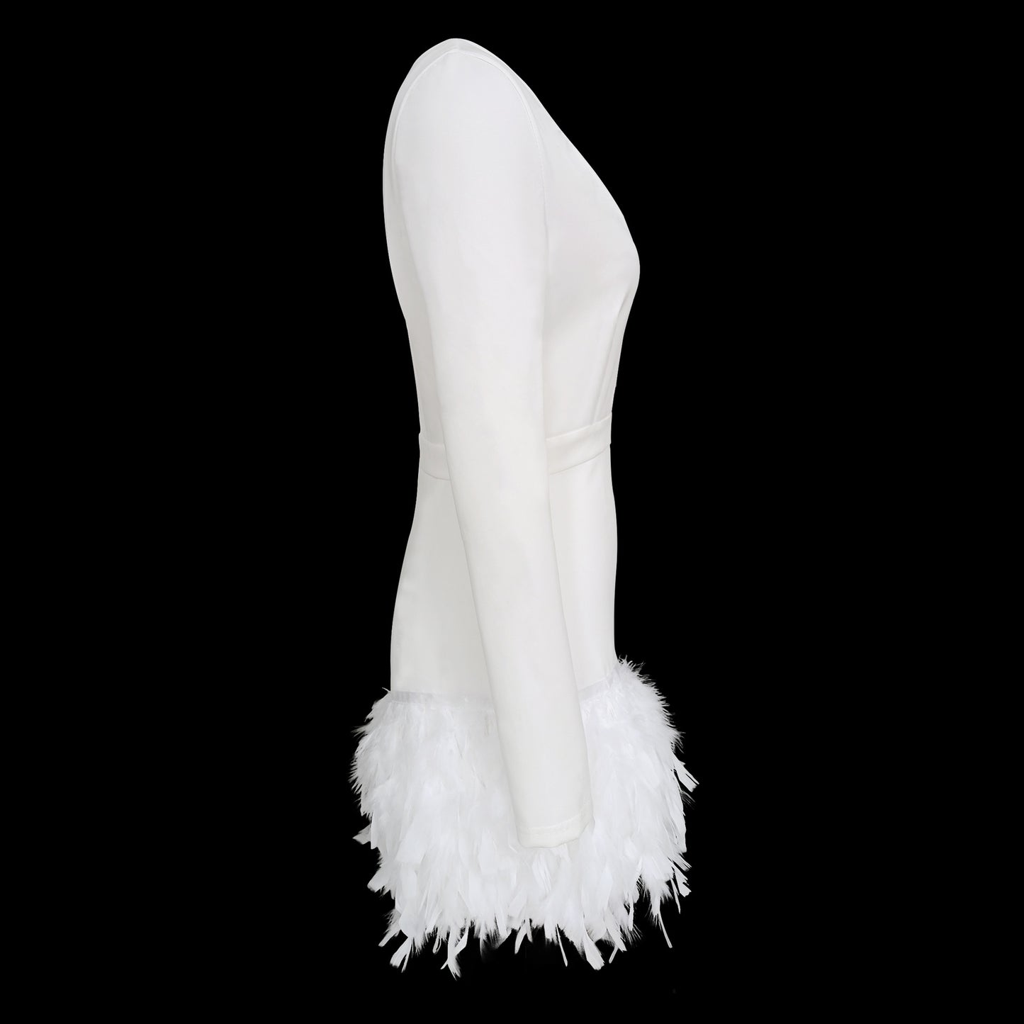 Deep V Feather Trim Sheath Dress | noémi