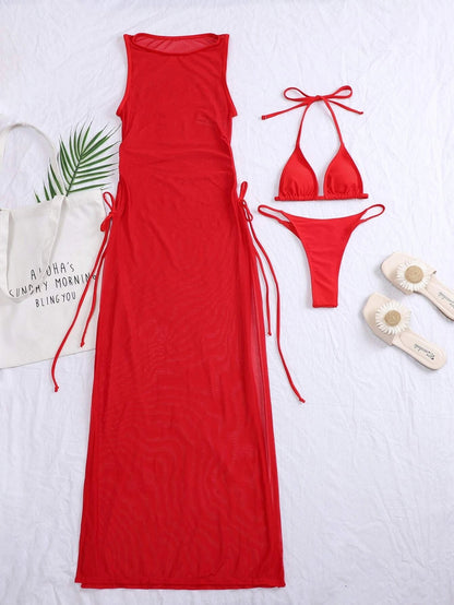 Bikini Set | 3 Piece Swimsuit with High Slit Skirt | Split Thong Bikini | noémi
