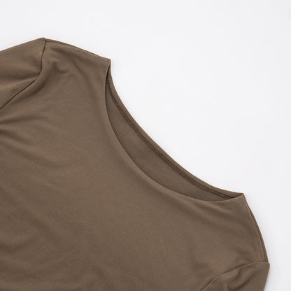 Women’s Stretch Ruched Long Sleeve Top | Casual Slim Fit Round Neck Top | noémi