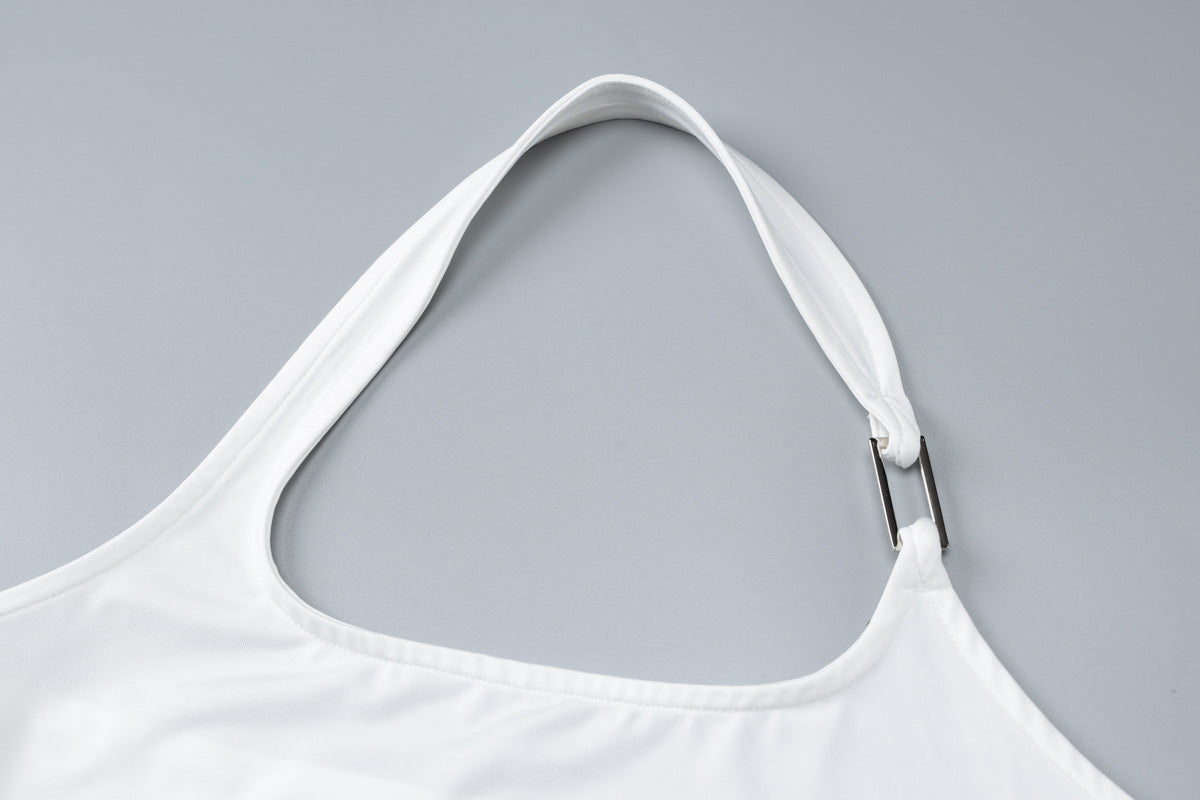 White Halter Top | Sleeveless Crop with Side Cut Out Openings | noémi