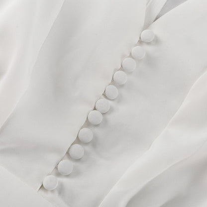 Puff Sleeve Midi Dress | White Fit & Flare with VNeck | noémi