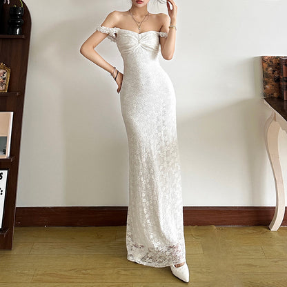 Solid Color High Waist Maxi Dress with Suspenders and Slim Fit | noémi