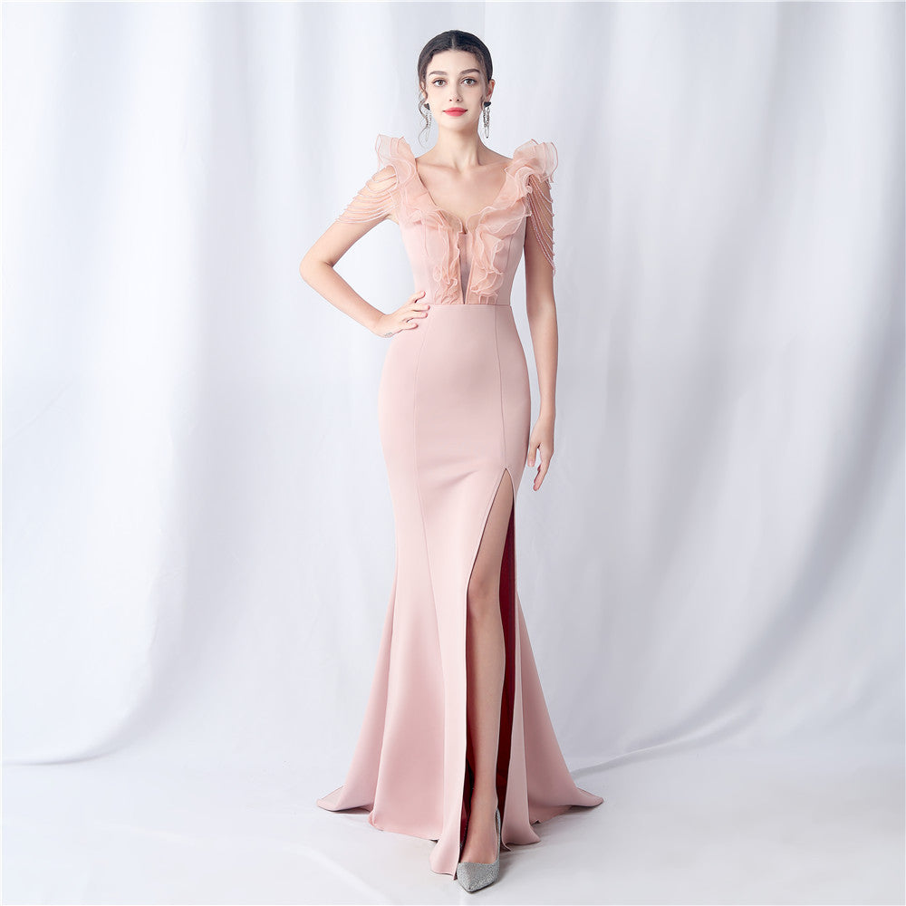 Womens Long Luxe Organza Satin Dress | noémi