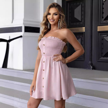 Casual Button Front Pocketed Sling Dress for Women | noémi