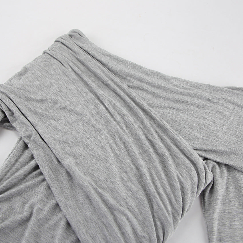 Cotton Knitted Off Neck Sheath Dress with High Waist | noémi