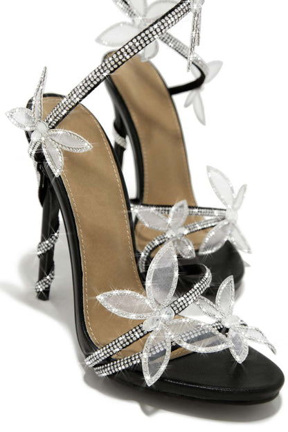 Butterfly Lace Up Heels | Crystal Embellished, Stiletto Sandals | noémi