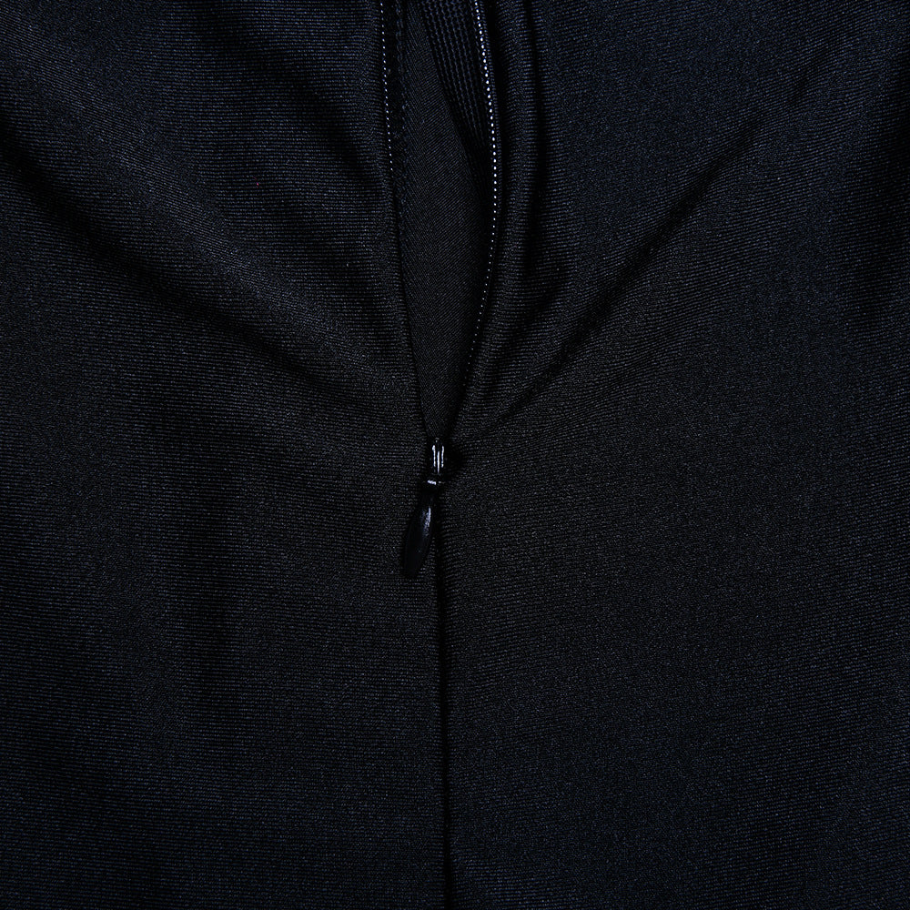 Womens Dress | Half High Collar Long Sleeves Backless Pleated Stitching | noémi