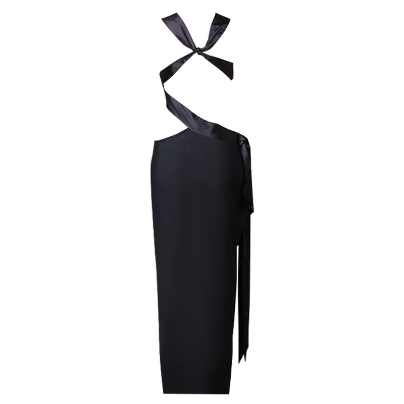 Halter Bandage Dress with Hem | Slim Fit Backless Design | noémi