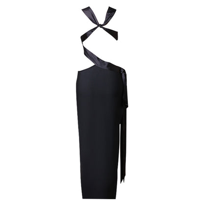 Halter Bandage Dress with Hem | Slim Fit Backless Design | noémi