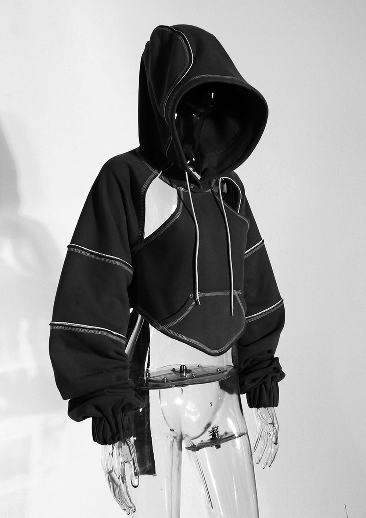 Bright Line Cropped Hoodie for Women | Long Sleeve Waistband Top | noémi