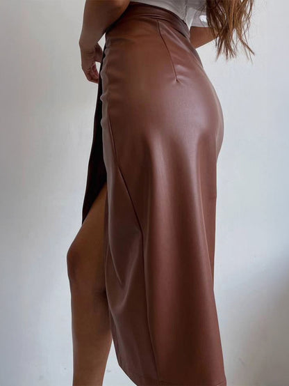 Womens Lace Up Sheath Leather Skirt | noémi