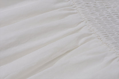 White Corset Midi Sundress | Ruffle Trim Sleeveless Dress with Smocked Back | noémi