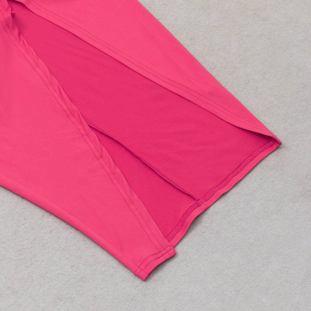 Womens Off Shoulder Pleated Backless Dress with Side Slit Slim Fit | noémi