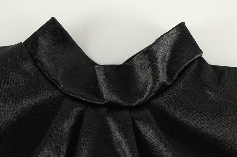 Satin Lace Stitch Dress | Slim Fit Long Sleeve Gown | noémi