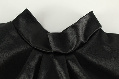 Satin Lace Stitch Dress | Slim Fit Long Sleeve Gown | noémi