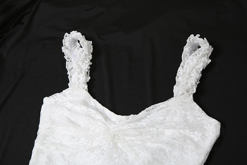 Solid Color High Waist Maxi Dress with Suspenders and Slim Fit | noémi