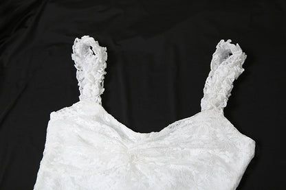 Solid Color High Waist Maxi Dress with Suspenders and Slim Fit | noémi