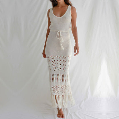 Womens Hollow Out Cutout Maxi Dress | Tassel Strap Cover Up | noémi