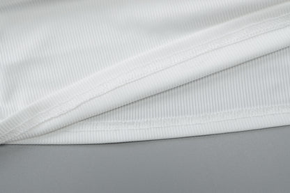 Women White Sunken Stripe VNeck Slim Top | Long Sleeve | noémi