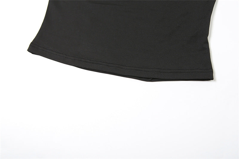 Cutout Black Sleeveless Tank Top | Bold Keyhole Detail with Rhinestone Chain | noémi