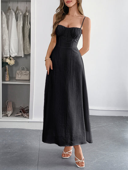 Flowy Backless Maxi Dress | Spaghetti Strap Pleated Summer Dress | noémi