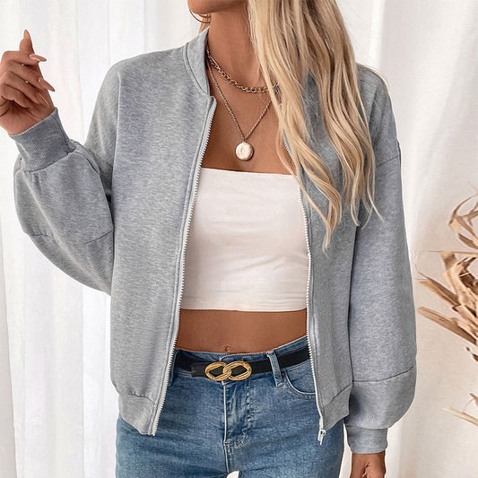 Retro Baseball Collar Jacket | Thickened Zip Up | noémi