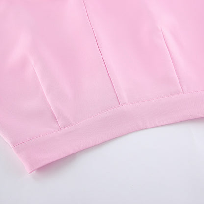 Pink Sleeveless Blazer & Wide Leg Trousers Set | Summer Two Piece Suit | noémi