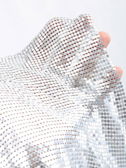 Womens Rhinestone Halter Top | Sparkly Backless Crop Top, Silver Chain | noémi