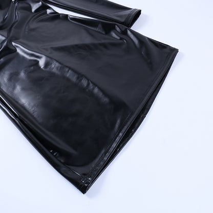 Metallic Faux Leather One Shoulder Slim Fit Dress | noémi