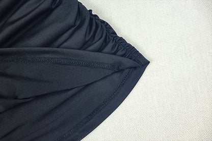 One Shoulder Cocktail Dress | Pleated Slim Fit, Solid Color, Long Sleeve | noémi