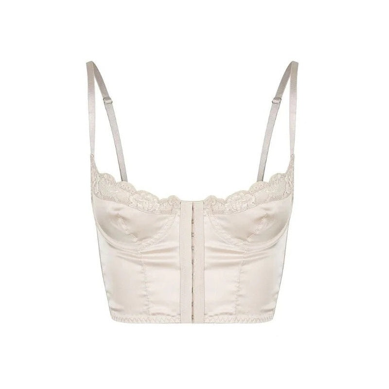 Satin Bralette Vest with Front Buckle and Boning Back Shaping Corset | noémi