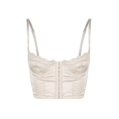 Satin Bralette Vest with Front Buckle and Boning Back Shaping Corset | noémi