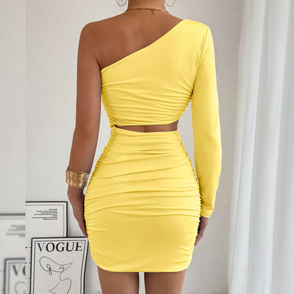 Womens One Shoulder Cutout Dress | Hollow Out Slim Sheath | noémi