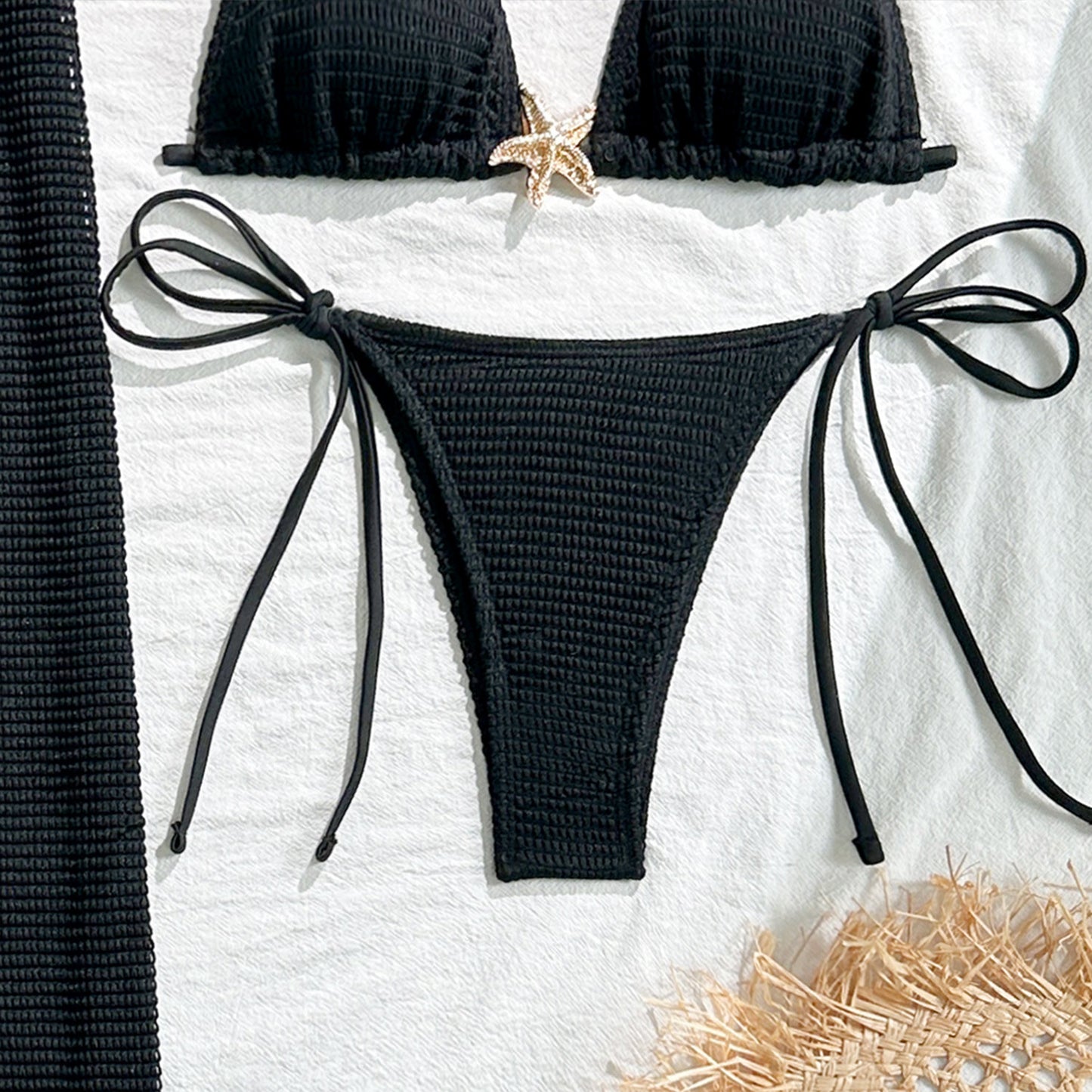 Solid Color Mesh Long Skirt Starfish Swimsuit Swimwear Three Piece Sets Bikini | noémi