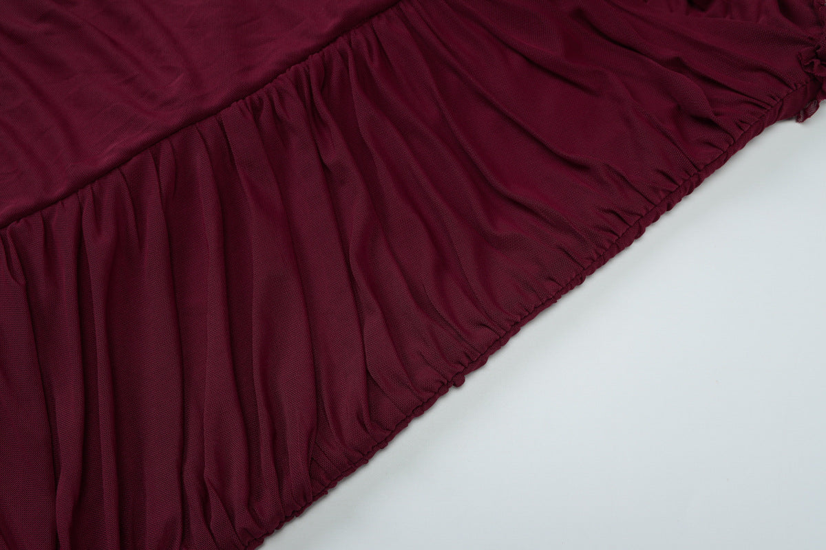 Womens Mesh Maxi Dress with V Neck Halter and Backless Design | noémi