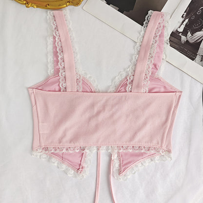 Lace Stitch Slim Fit Tank Top with Sling Straps and Shaping Back Detail | noémi