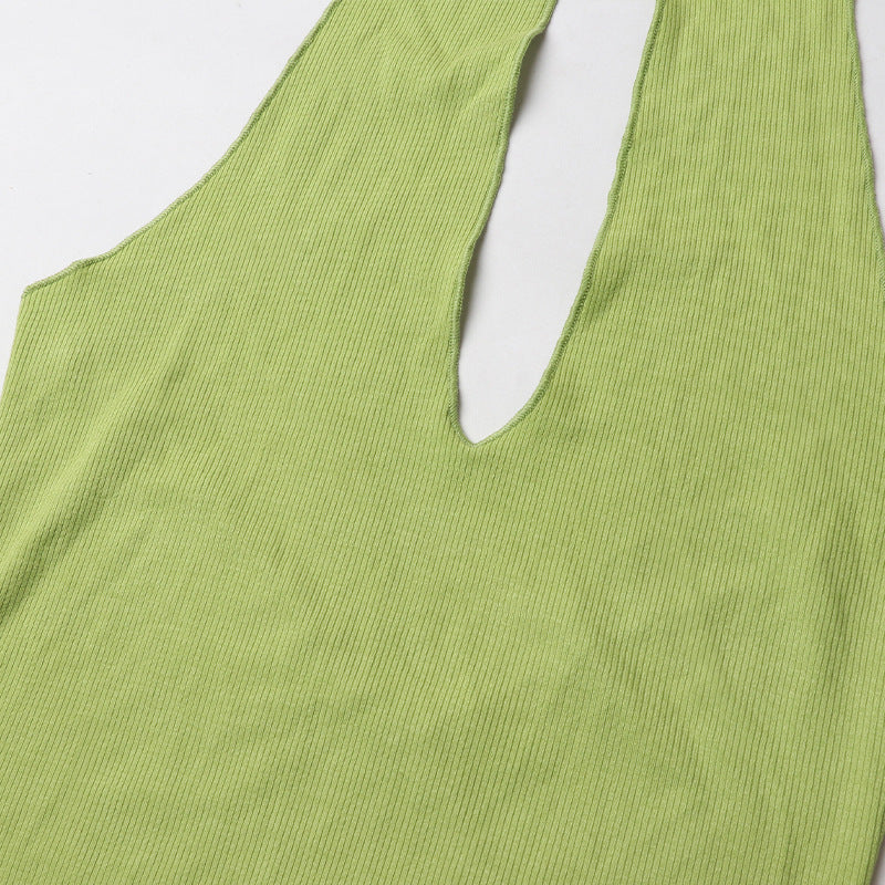 High Waist Slim Fit Cross Halterneck Backless Dress For Women | noémi