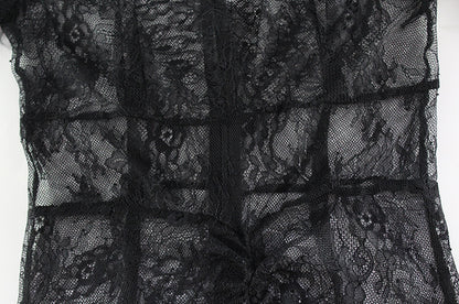 Womens Lace VNeck Bodycon Dress | Sheer Slim Fit Midi with Long Sleeves | noémi