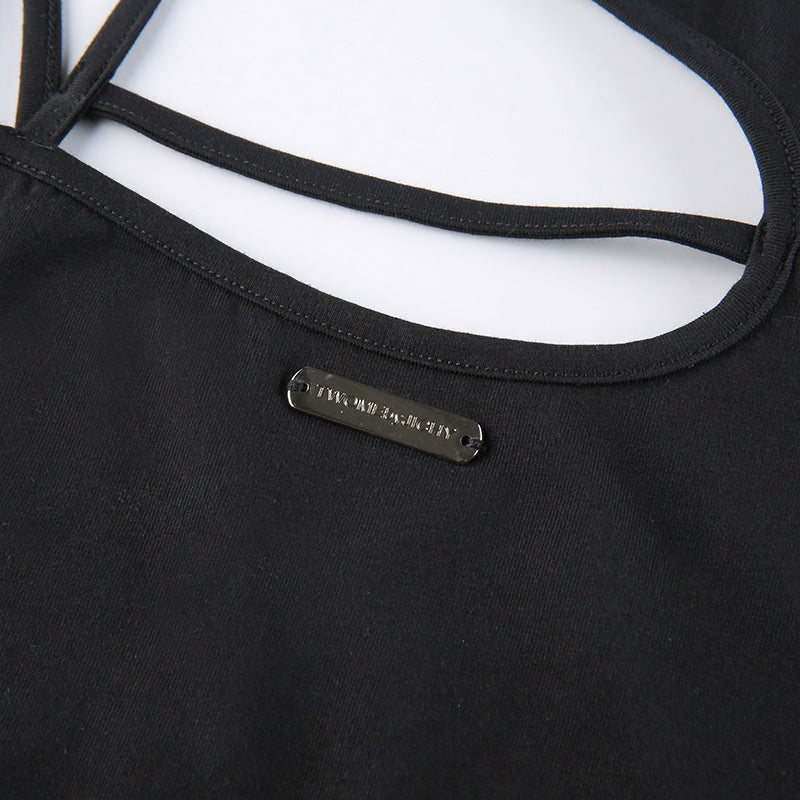 Womens CutOut Crop Top | Black Strappy One Shoulder Tank | noémi