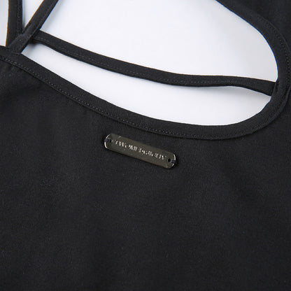 Womens CutOut Crop Top | Black Strappy One Shoulder Tank | noémi