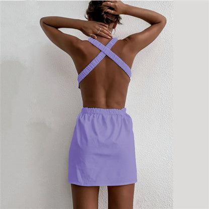 Backless Criss Cross Slim Fit Sleeveless Dress For Women | noémi